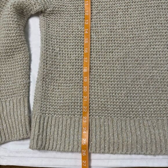 Tommy Bahama Boat Neck Wool Sweater Knit Women Size L Gold Metallic Relaxed Fit - Picture 4 of 9